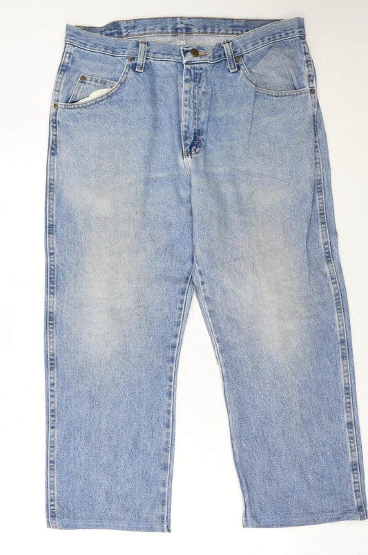 Wrangler Men's Light Blue 36x30 Straight Regular Fit Denim Jeans
