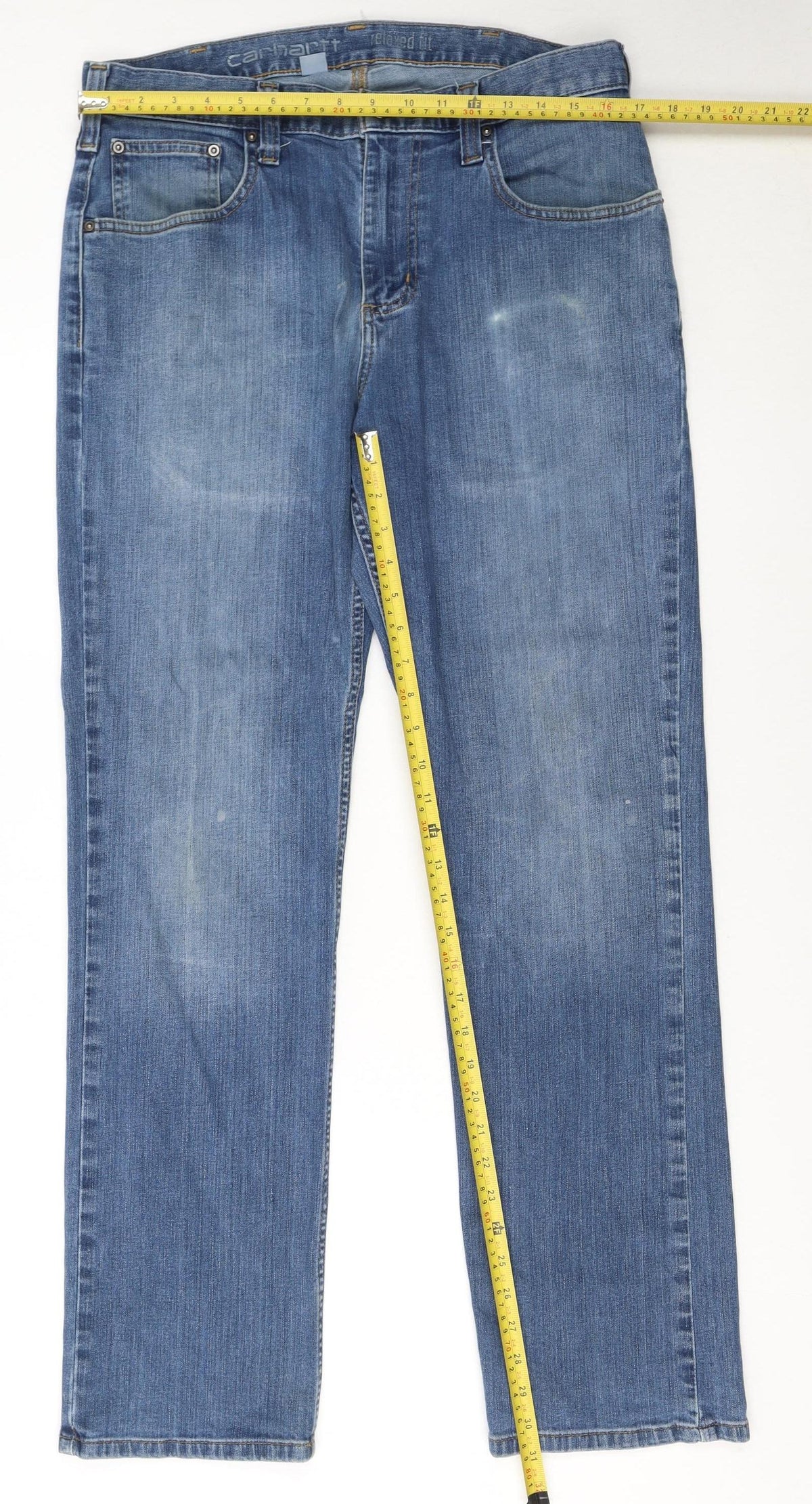 Carhartt Men's Blue Relaxed Fit Straight Denim Jeans 34x32