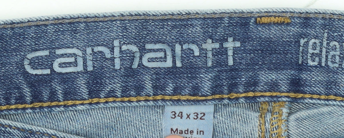 Carhartt Men's Blue Relaxed Fit Straight Denim Jeans 34x32