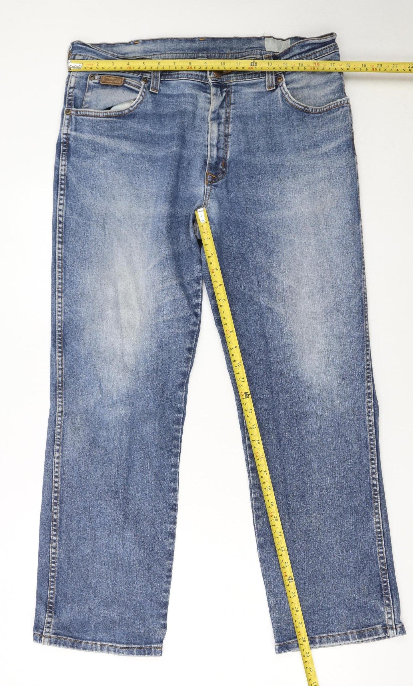 Wrangler Mens Blue Straight Denim Jeans W36 L30 Texas Stretch