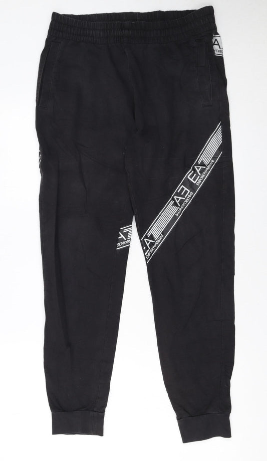 Emporio Armani EA7 Men's Black Jogger Trousers Size M Logo Stretch
