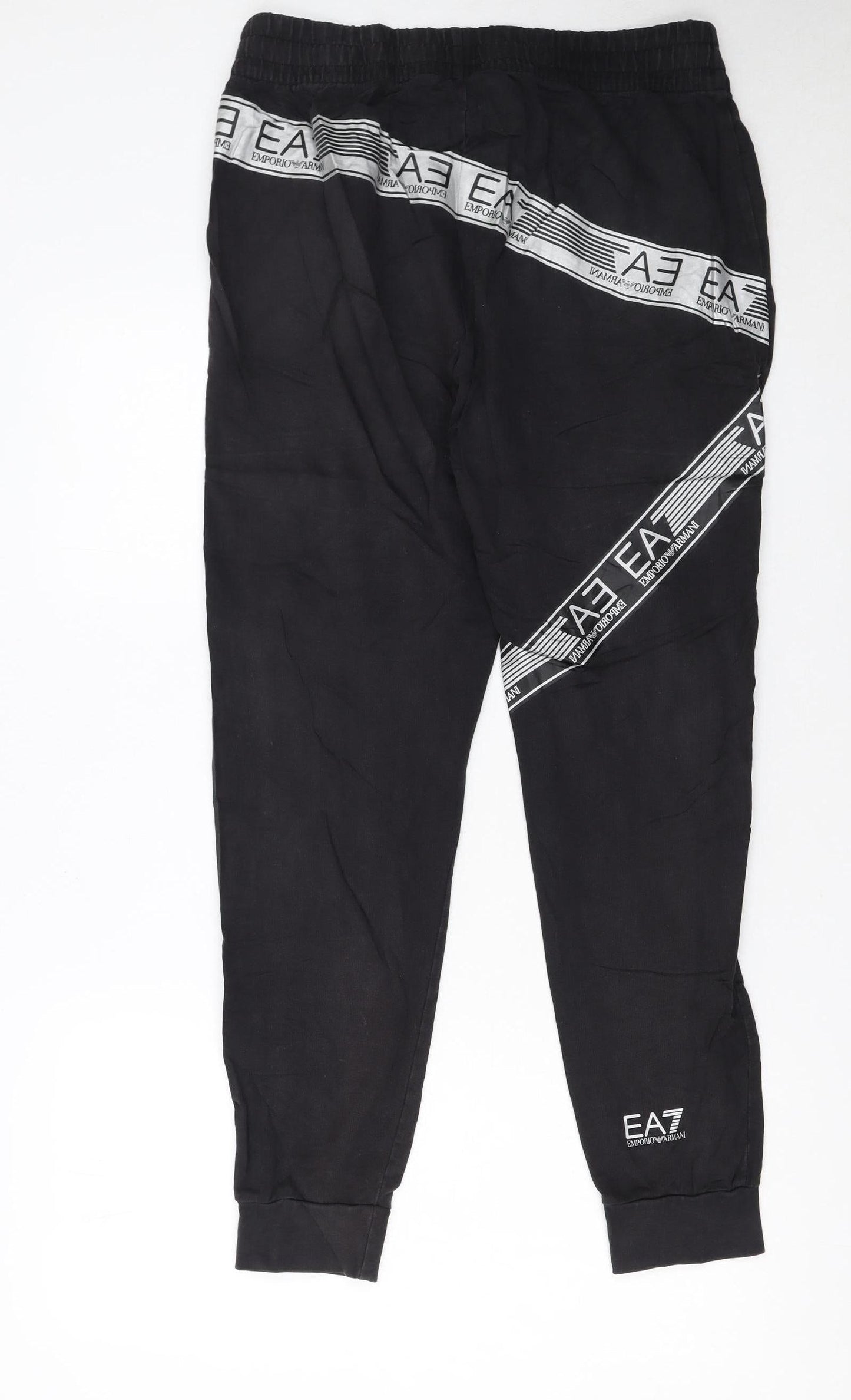 Emporio Armani EA7 Men's Black Jogger Trousers Size M Logo Stretch