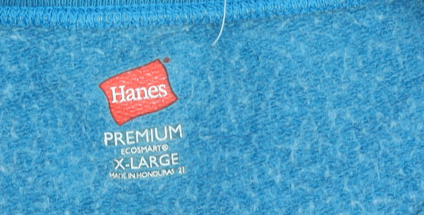 Hanes Premium Blue Pullover Sweatshirt Women XL Cotton Blend Casual
