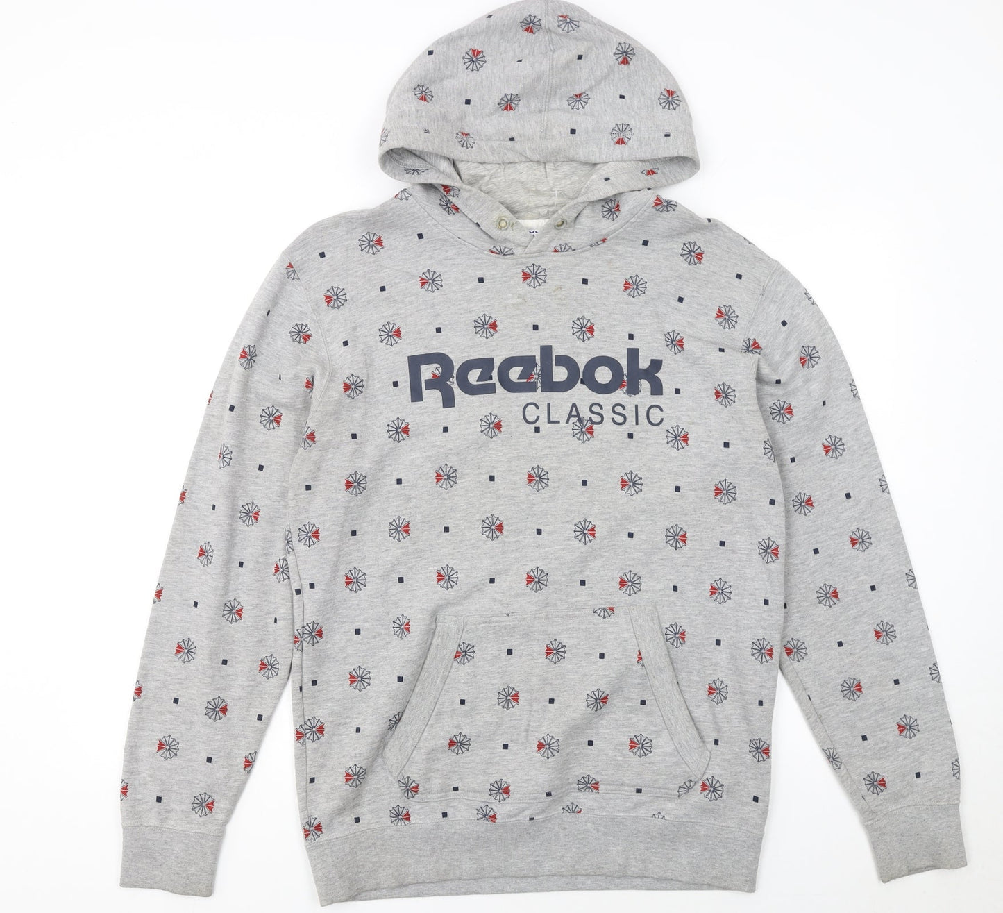 Reebok Classic Men's Grey Pullover Hoodie M Graphic Print Sportswear
