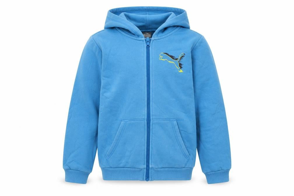 Puma Boys Blue Full Zip Hoodie Size 152 Fleece Logo Hooded Sweatshirt