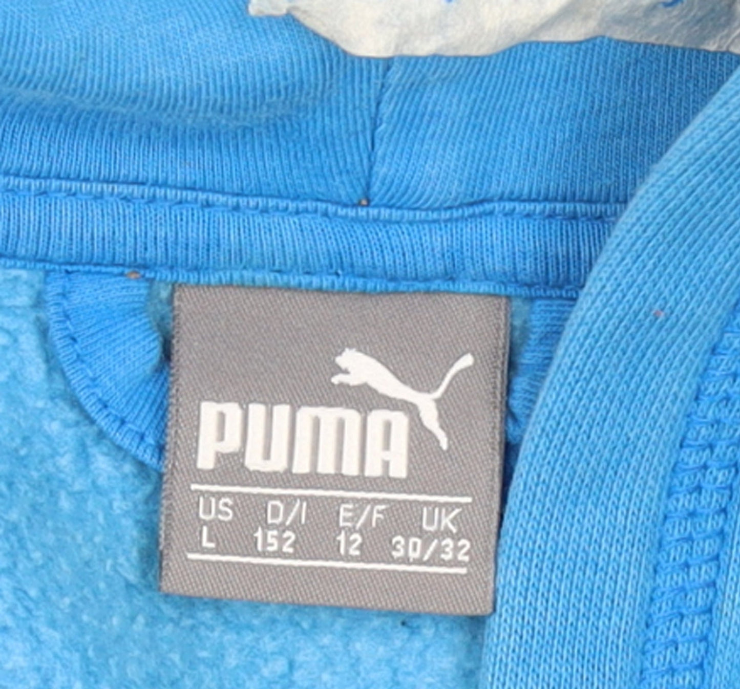 Puma Boys Blue Full Zip Hoodie Size 152 Fleece Logo Hooded Sweatshirt