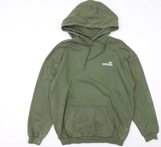 Adidas Womens Green Pullover Hoodie Size 8 Classic Logo Sweatshirt