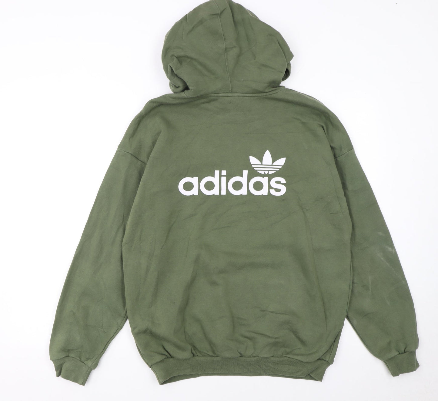 Adidas Womens Green Pullover Hoodie Size 8 Classic Logo Sweatshirt