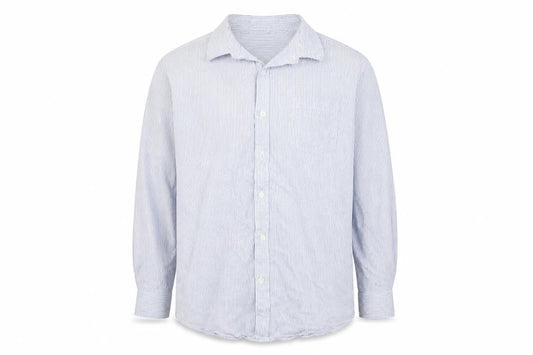 Racing Green Men's Blue Striped Cotton Long Sleeve Button-Up Shirt 2XL