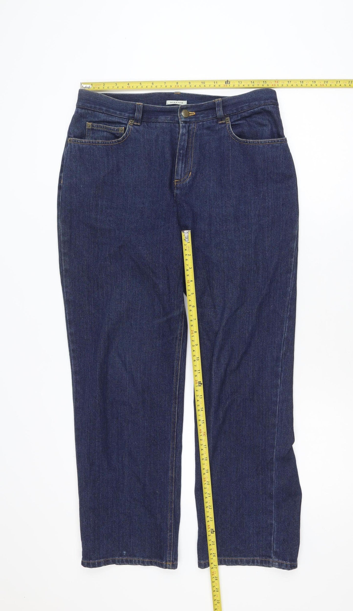Jones New York Womens Blue Straight Mid Rise Stretch Petite Jeans Size 12P