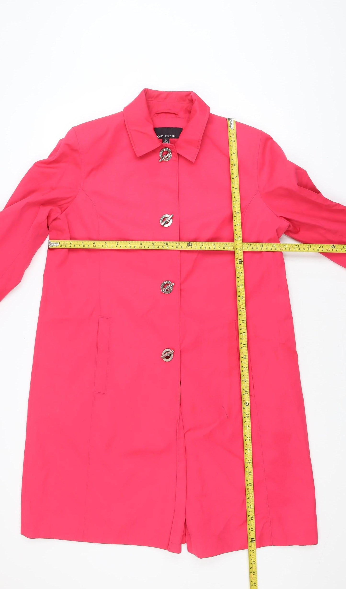 Jones New York Women's Pink Mid-Length Trench Coat Size M
