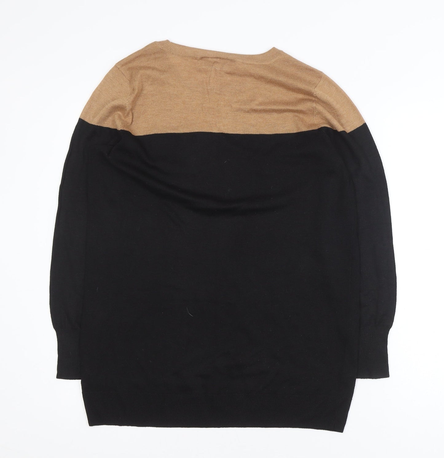 Wallis Black and Beige Crew Neck Jumper Unisex XL Long Sleeve Knit