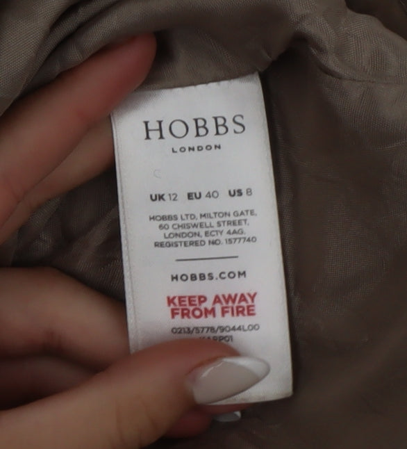 Hobbs Women Beige Wool Check Sheath Dress UK 12 Workwear
