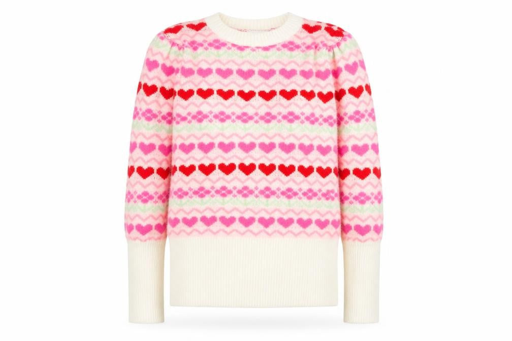 Savida Womens Multicoloured Heart Knit Crew Neck Pullover Jumper Size 10