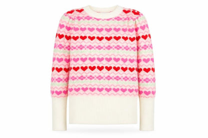 Savida Womens Multicoloured Heart Knit Crew Neck Pullover Jumper Size 10