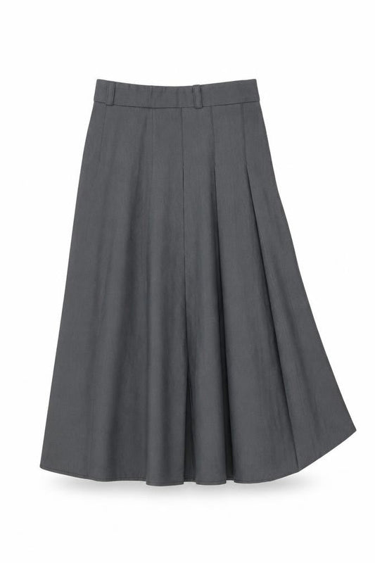 Fashion Classic Women Grey A-Line Knee Length Skirt M Polyester Workwear