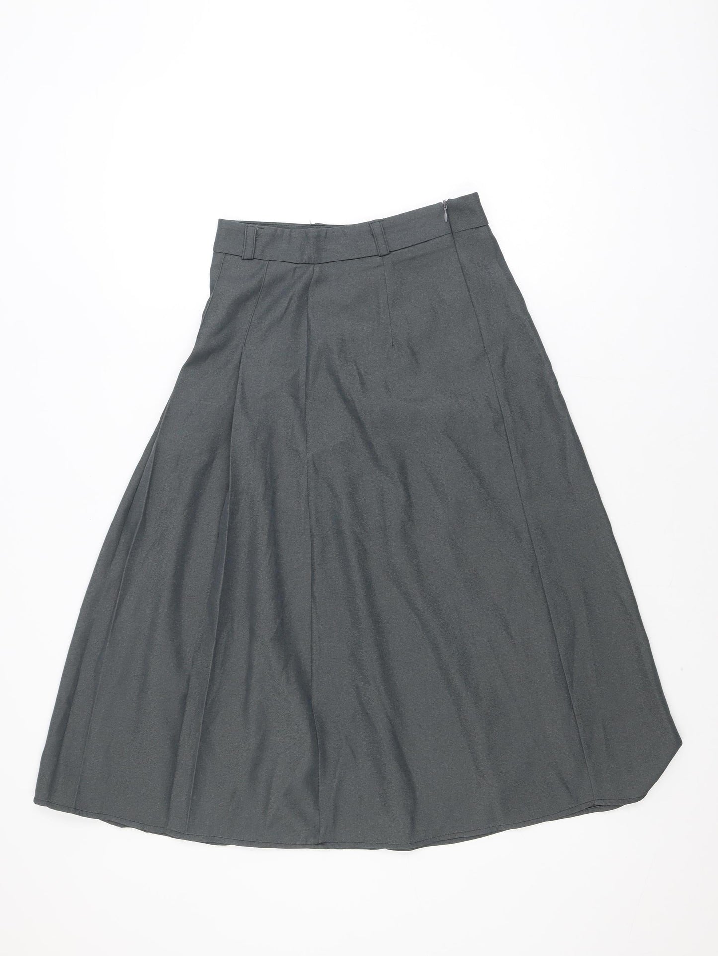 Fashion Classic Women Grey A-Line Knee Length Skirt M Polyester Workwear