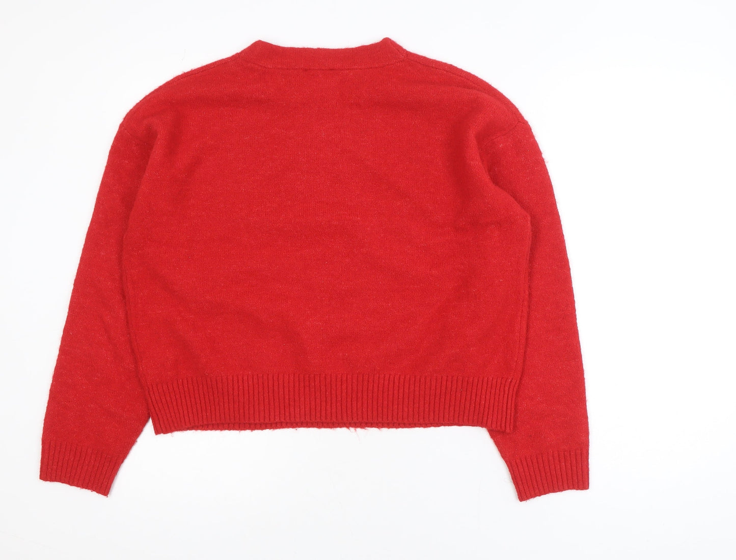 Savida Women Red Crew Neck Long Sleeve Pullover Jumper Size 14