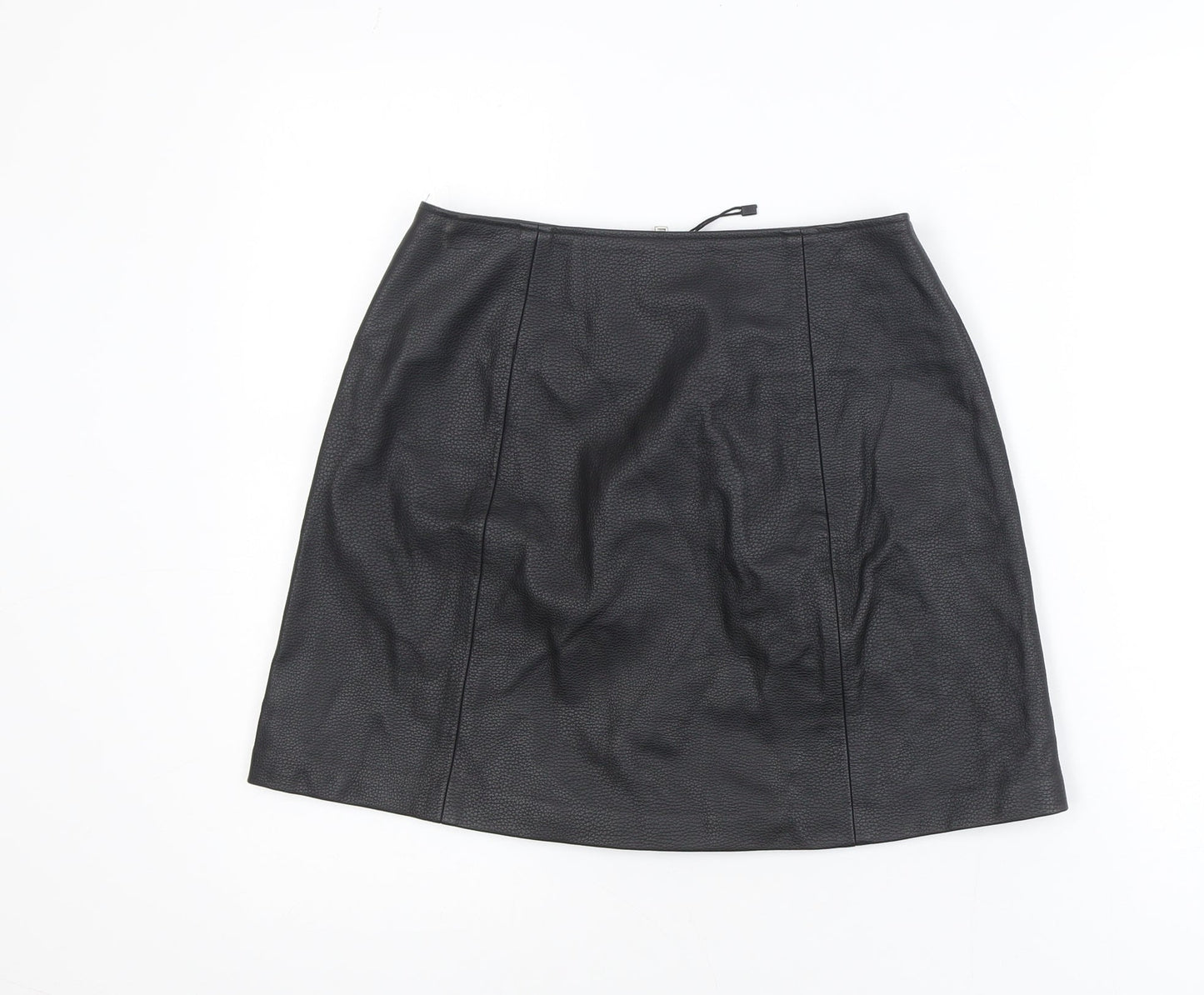 Bershka Women’s Black Faux Leather Short Pencil Skirt Size 8