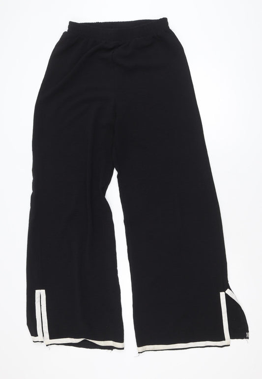 NA-KD Women Black Wide-Leg Trousers Size M Elastic Waist