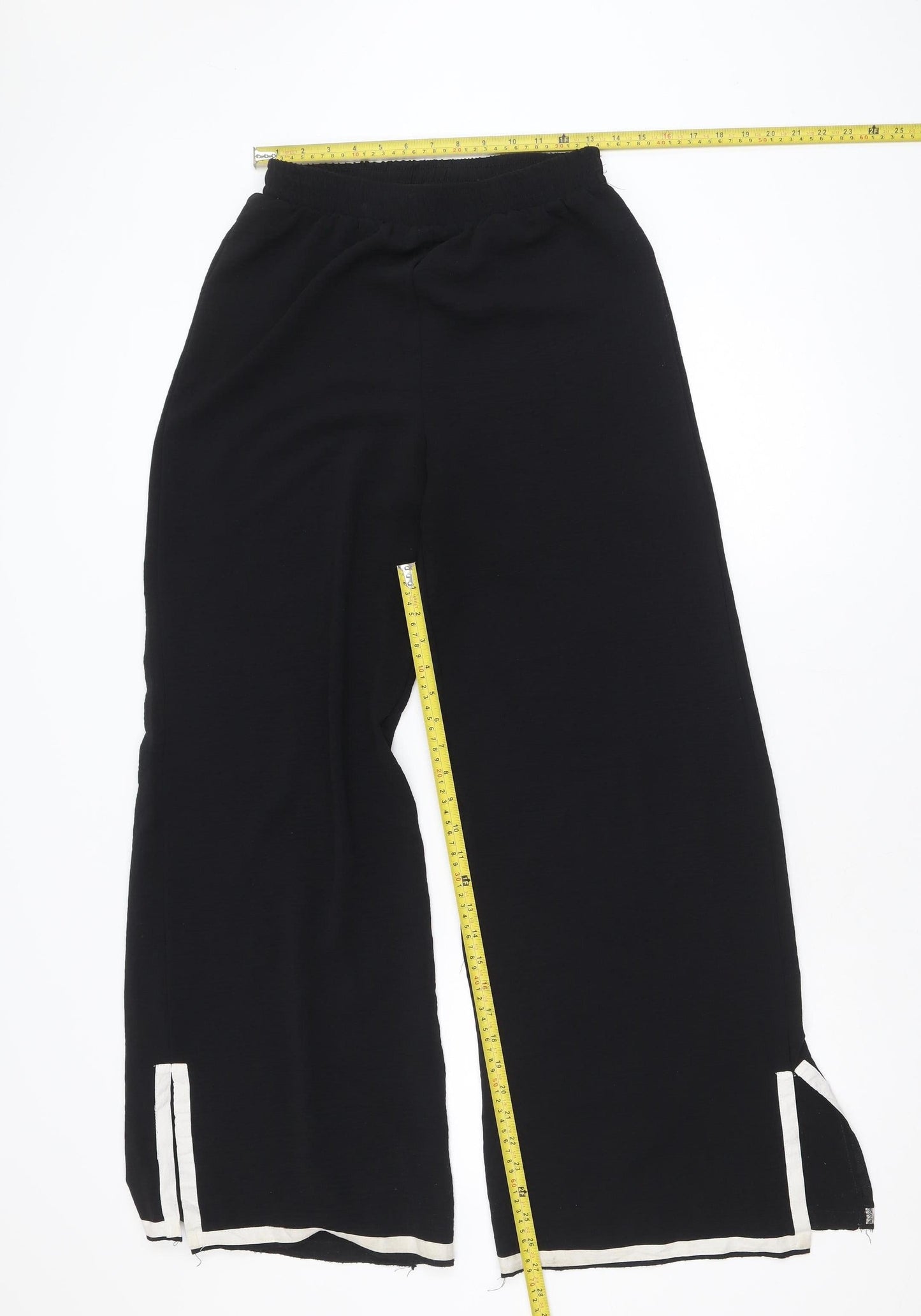 NA-KD Women Black Wide-Leg Trousers Size M Elastic Waist