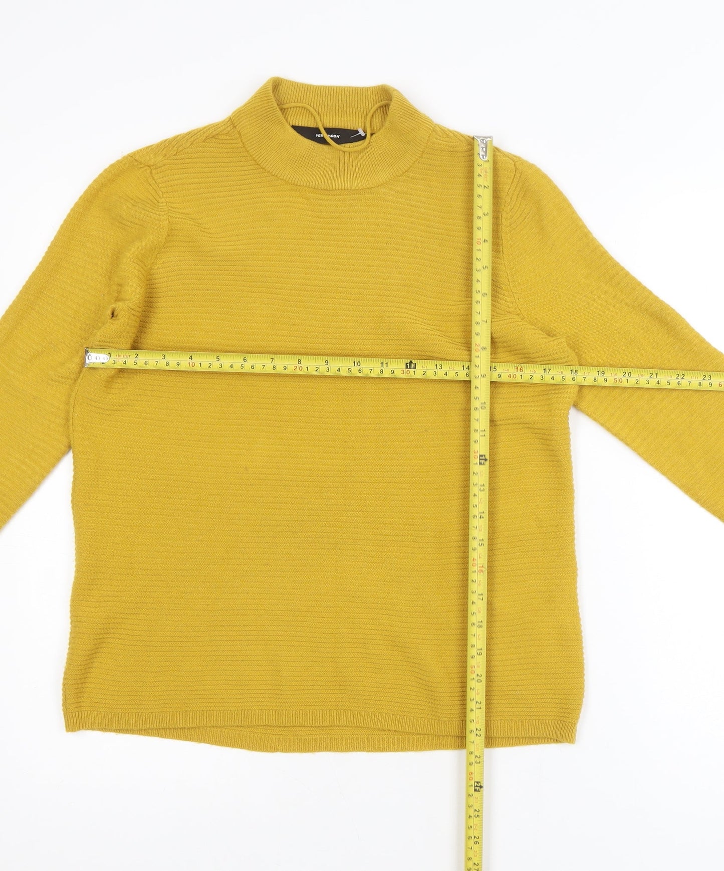 Vero Moda Women Yellow Roll Neck Knit Pullover Jumper Size M