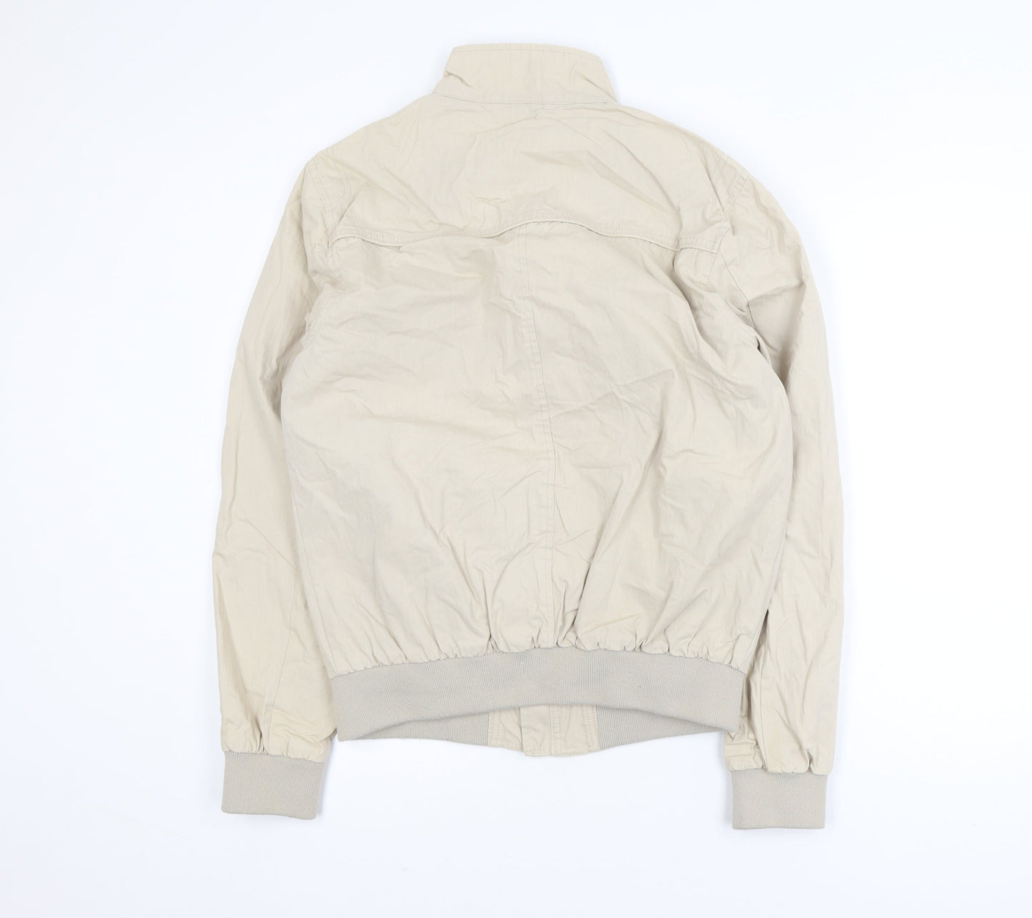 Primark Men's Beige Bomber Jacket Medium Cotton Blend Full Zip