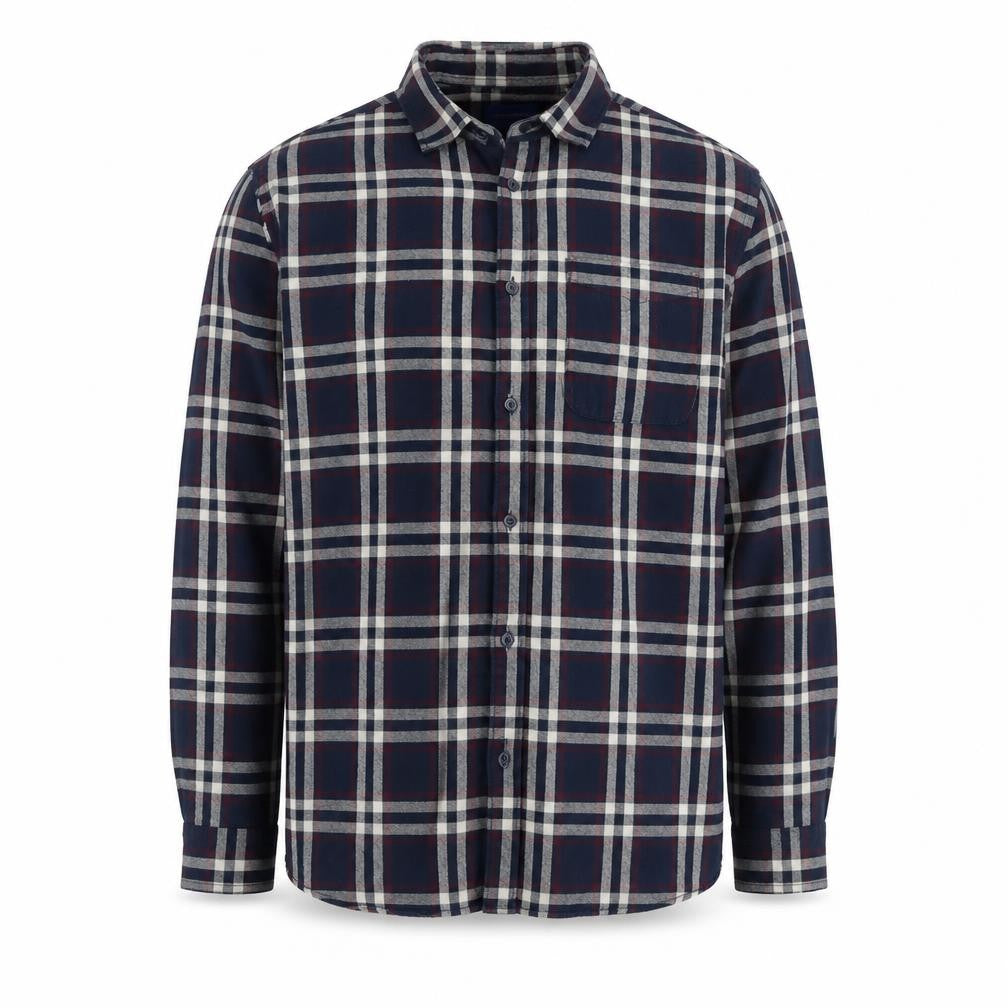 Jack & Jones Men's Navy Check Long Sleeve Button-Up Shirt XL
