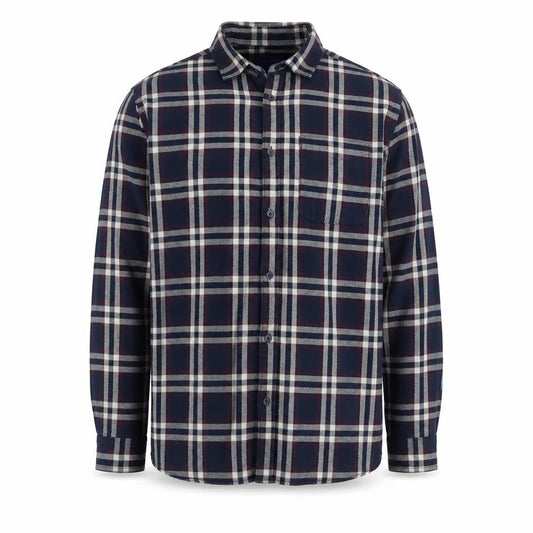 Jack & Jones Men's Navy Check Long Sleeve Button-Up Shirt XL