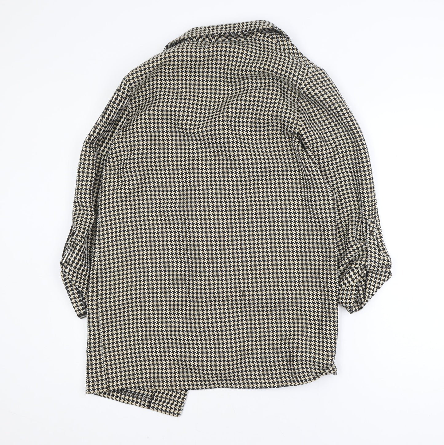 Primark Women Beige Check Collared Open Cardigan Size 10