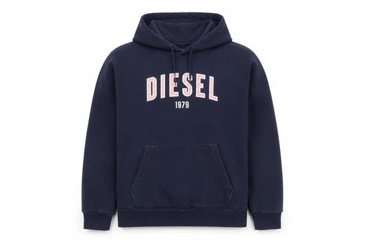 Diesel Mens Blue XL Pullover Hoodie Graphic Logo Sweatshirt