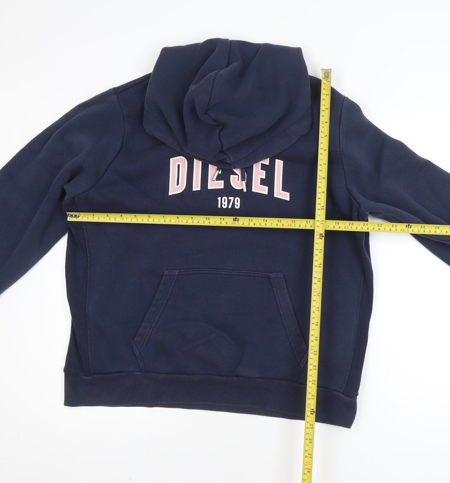 Diesel Mens Blue XL Pullover Hoodie Graphic Logo Sweatshirt
