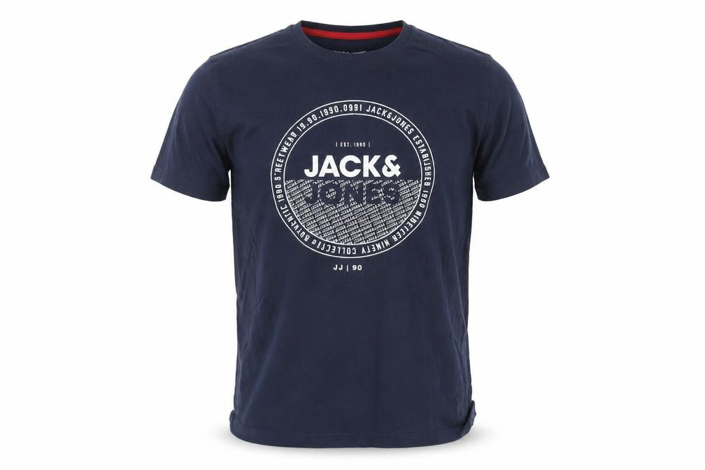 Jack & Jones Mens Blue L Regular Fit Logo Graphic Cotton T-Shirt