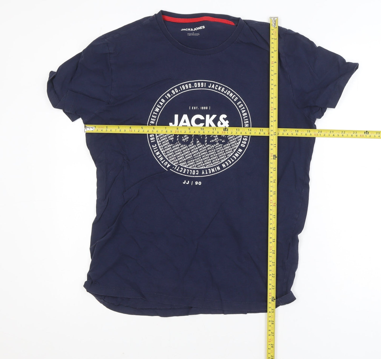 Jack & Jones Mens Blue L Regular Fit Logo Graphic Cotton T-Shirt