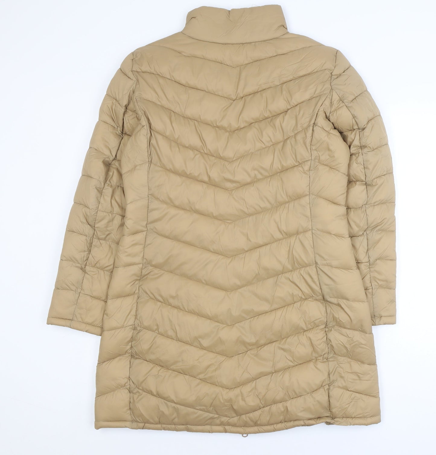 Vila Womens Beige Long Puffer Coat Size 12 Lightweight Winter Jacket