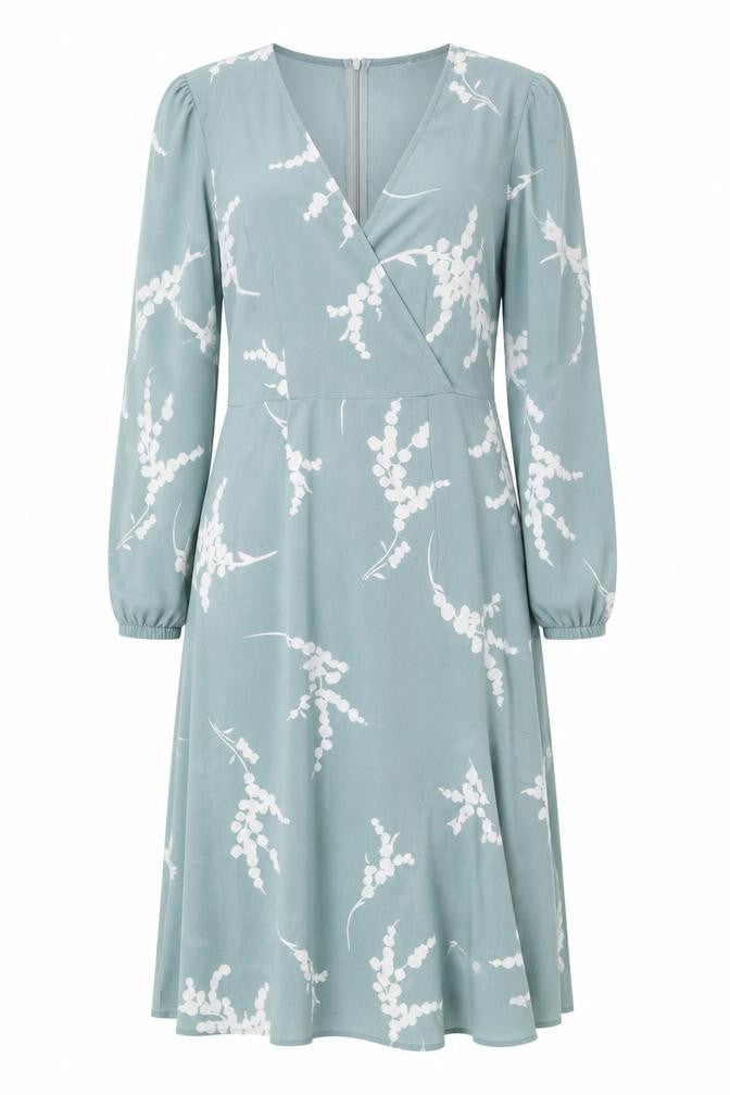 Boohoo Tall Womens Green Floral Midi Wrap Dress Size 10