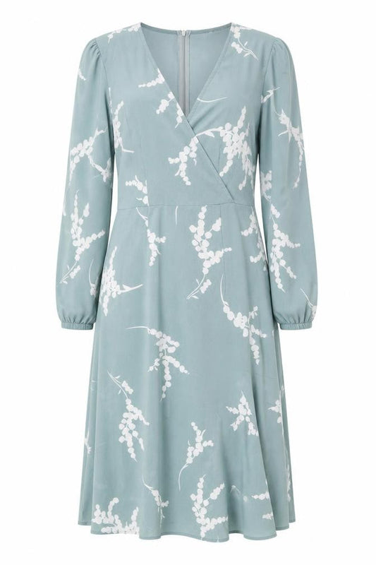 Boohoo Tall Womens Green Floral Midi Wrap Dress Size 10