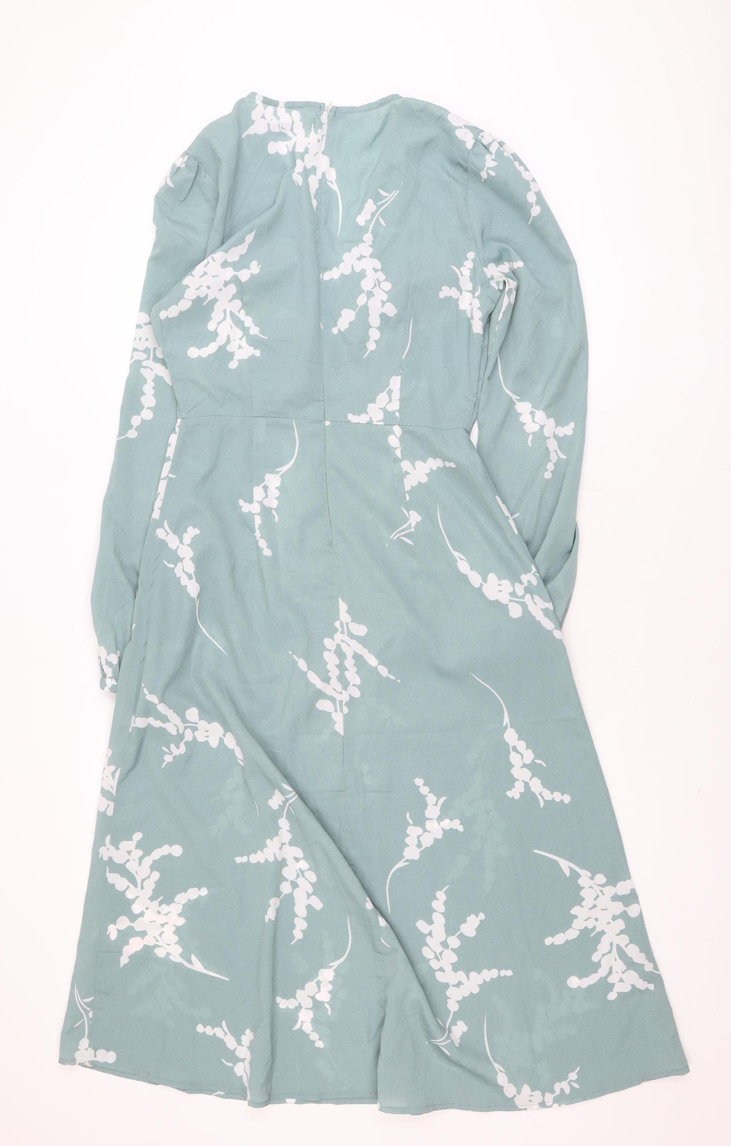 Boohoo Tall Womens Green Floral Midi Wrap Dress Size 10