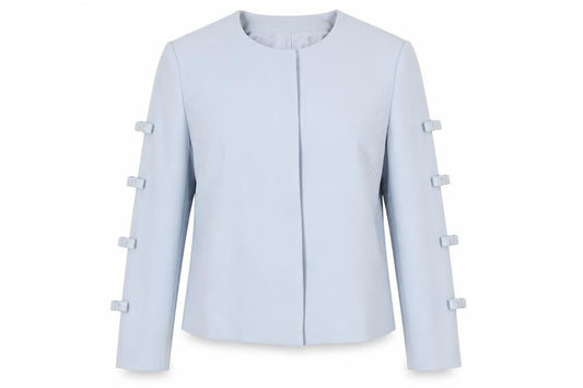 Badoo Women's Blue Size 12 Tailored Bow Detail Blazer Jacket