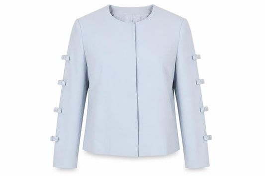 Badoo Women's Blue Size 12 Tailored Bow Detail Blazer Jacket
