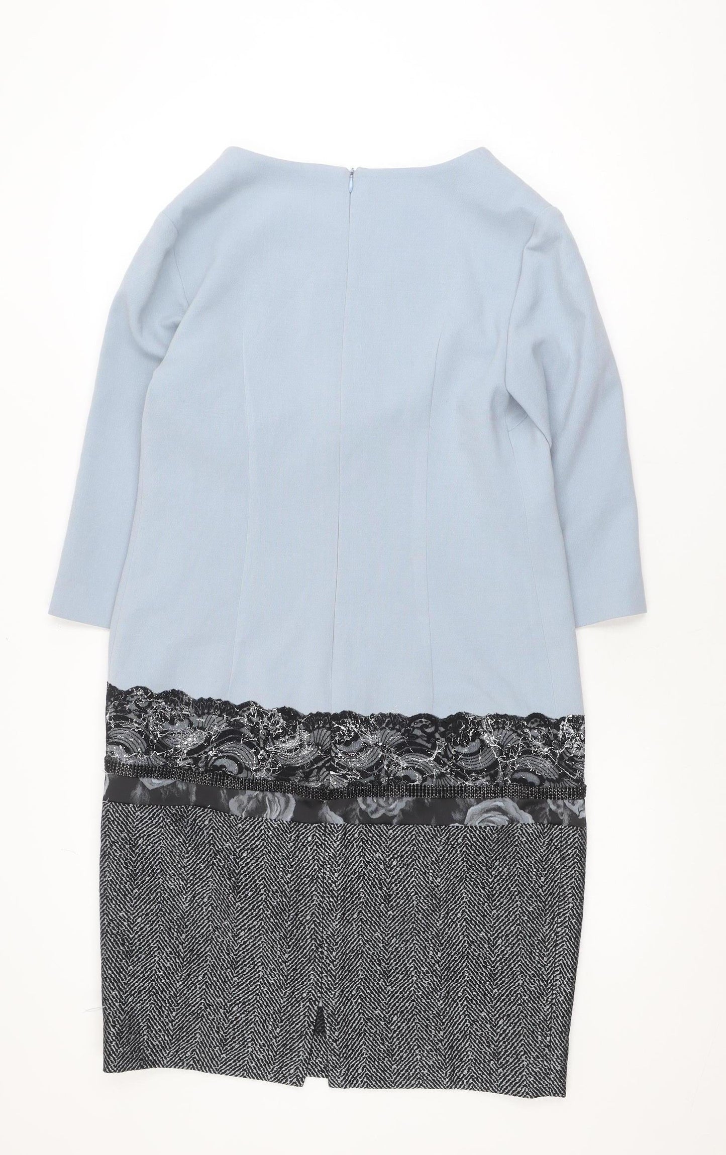 Badoo Women Blue Lace Panel Sheath Dress Size 10