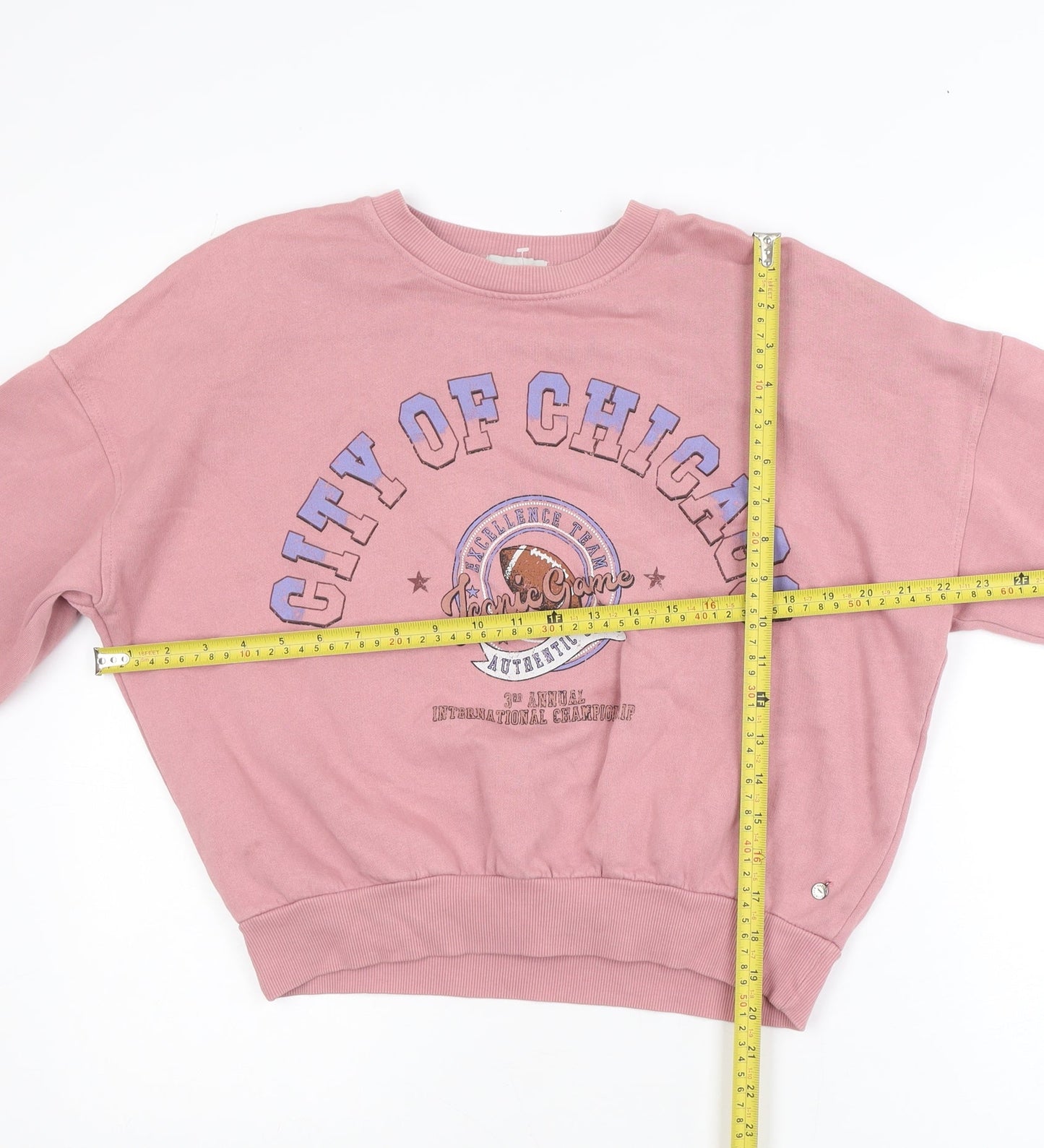 Pull&Bear Women Pink City of Chicago Pullover Sweatshirt S