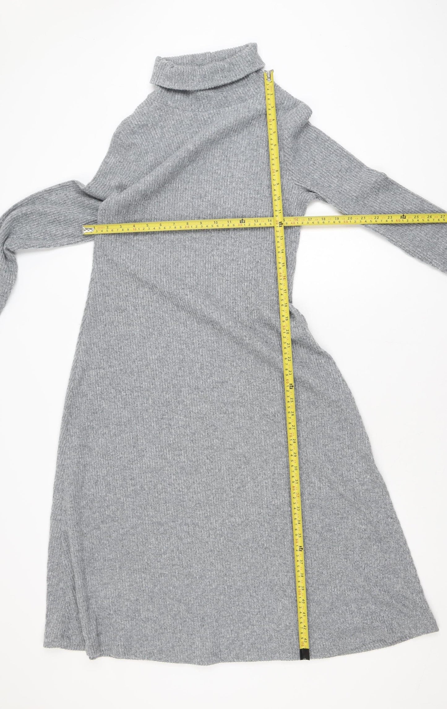 Dunnes Stores Women’s Grey Knit Roll Neck Sweater Dress Size 8