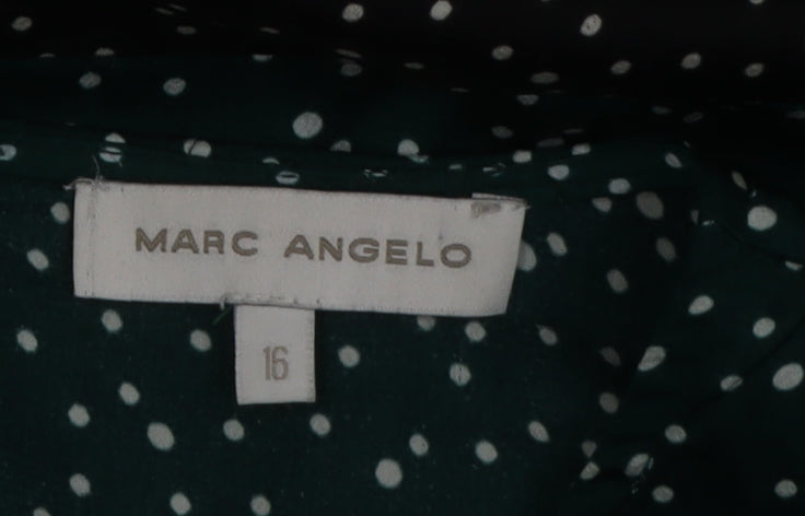 Marc Angelo Women's Green and Black Polka Dot A-Line Dress Size 16