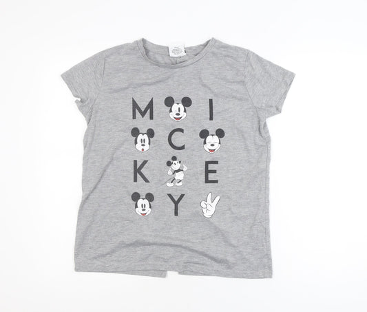 Disney Women’s Grey Mickey Mouse T-Shirt Size 8 Short Sleeve Casual