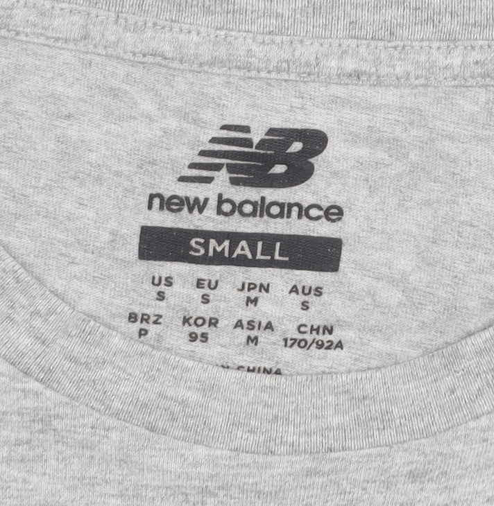 New Balance Men's Grey Small Graphic Sports Cotton T-Shirt