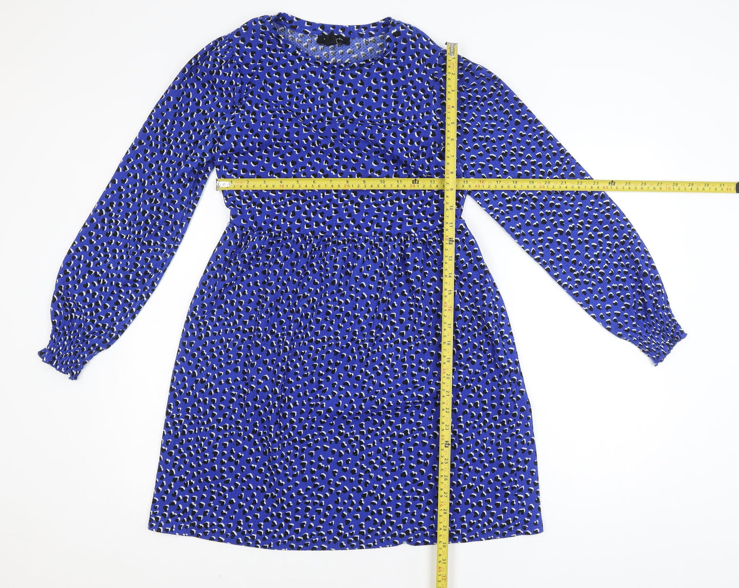 New Look Women Blue Animal Print A-Line Dress Size 8