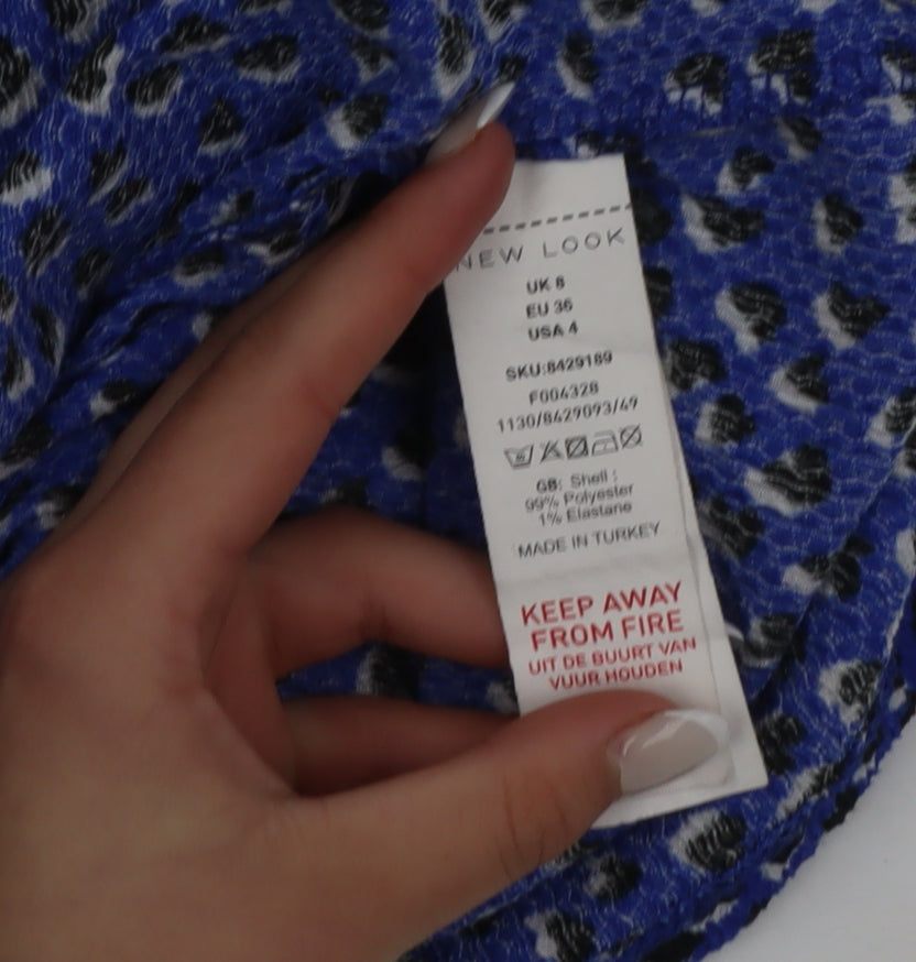 New Look Women Blue Animal Print A-Line Dress Size 8
