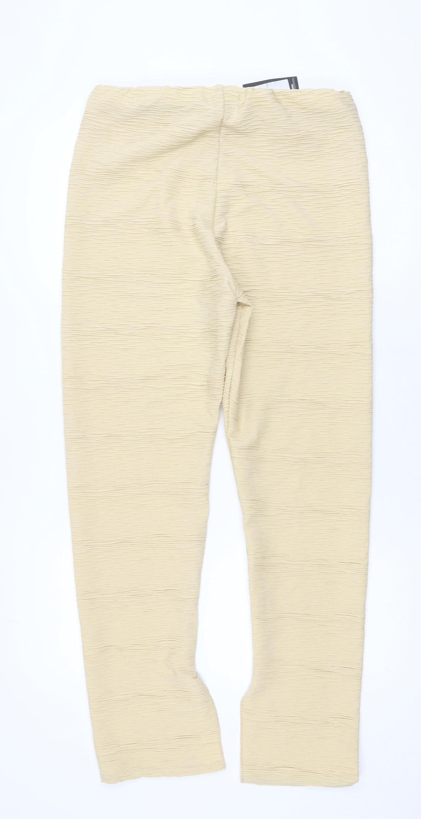 PrettyLittleThing Women Beige UK 16 Textured Skinny Leggings