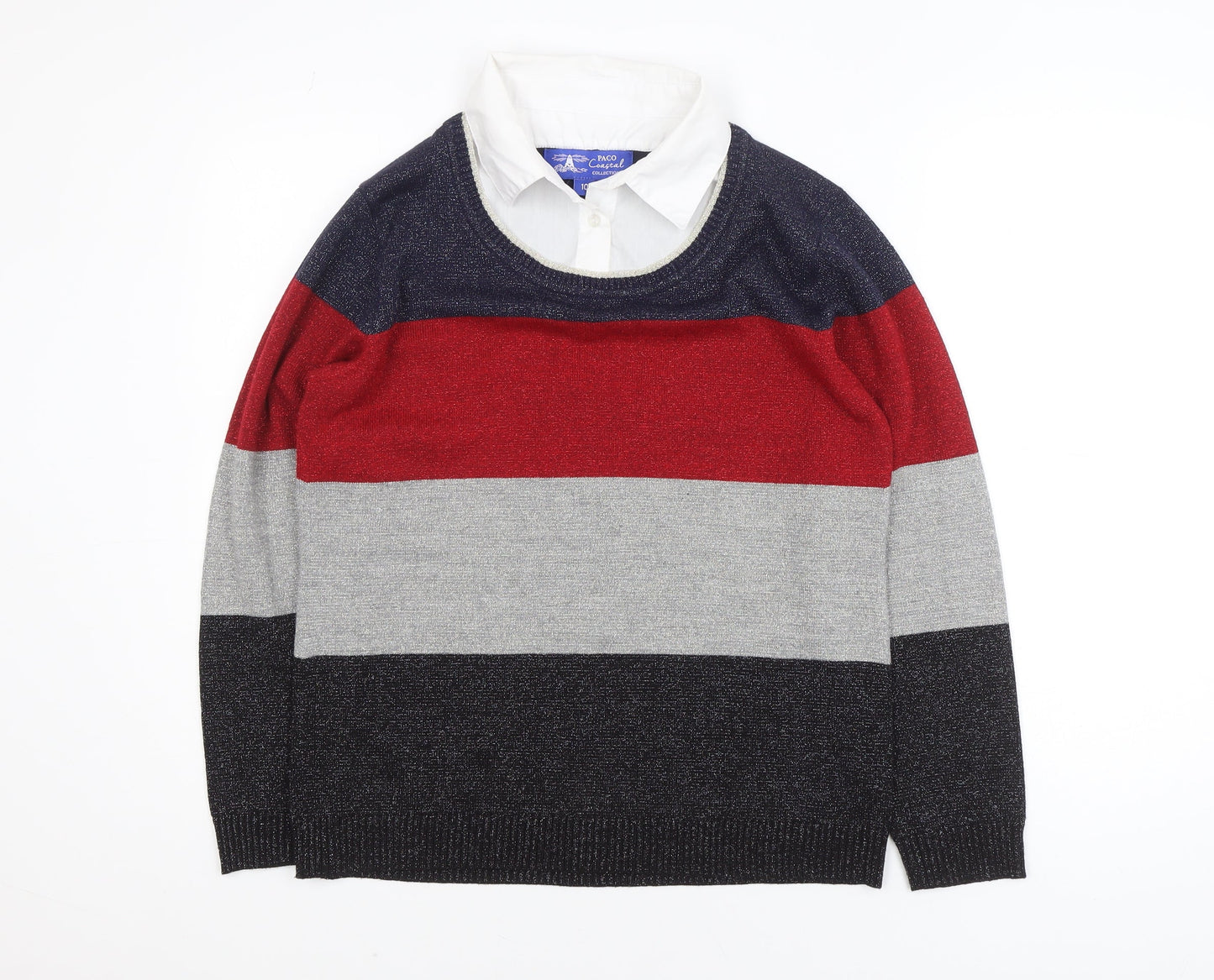 Paco Coastal Women’s Multicoloured Striped Knit Jumper Size 10